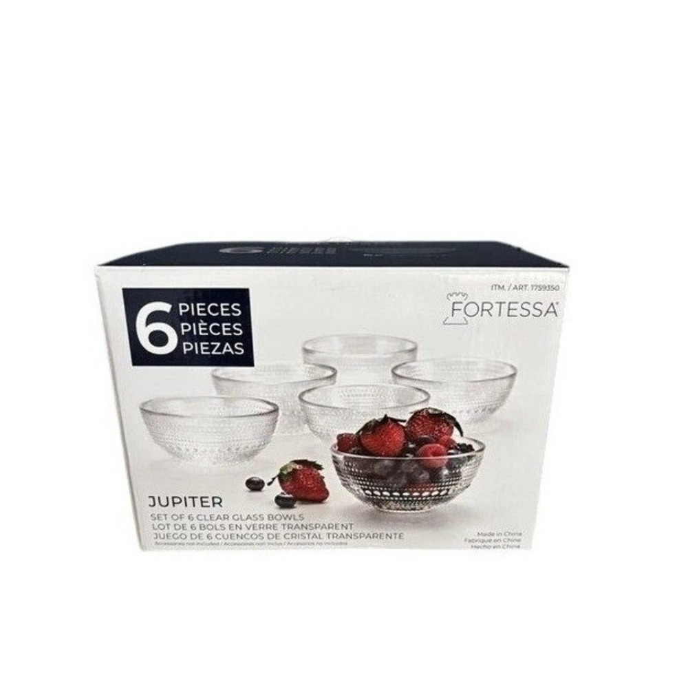Fortessa Jupiter Clear Glass Bowls Set of 6 NIB‎